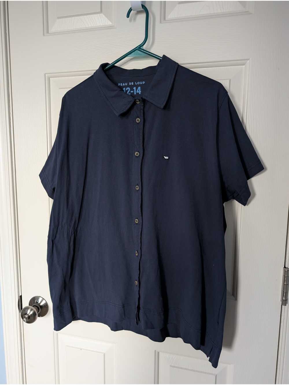 Peau De Loup Navy Short Sleeve Button-Up "Shirtee"